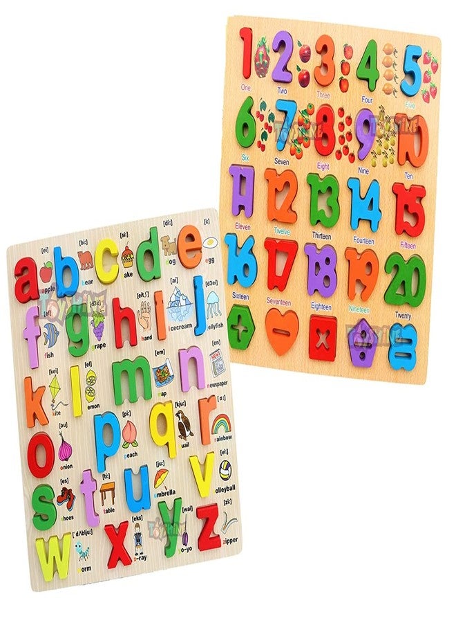 توي شاين لعبة أحجية الصور الخشبية من توي شاين، حروف وأرقام سميكة، لعبة تعليمية وتدريبية، متعددة الألوان - Image 1